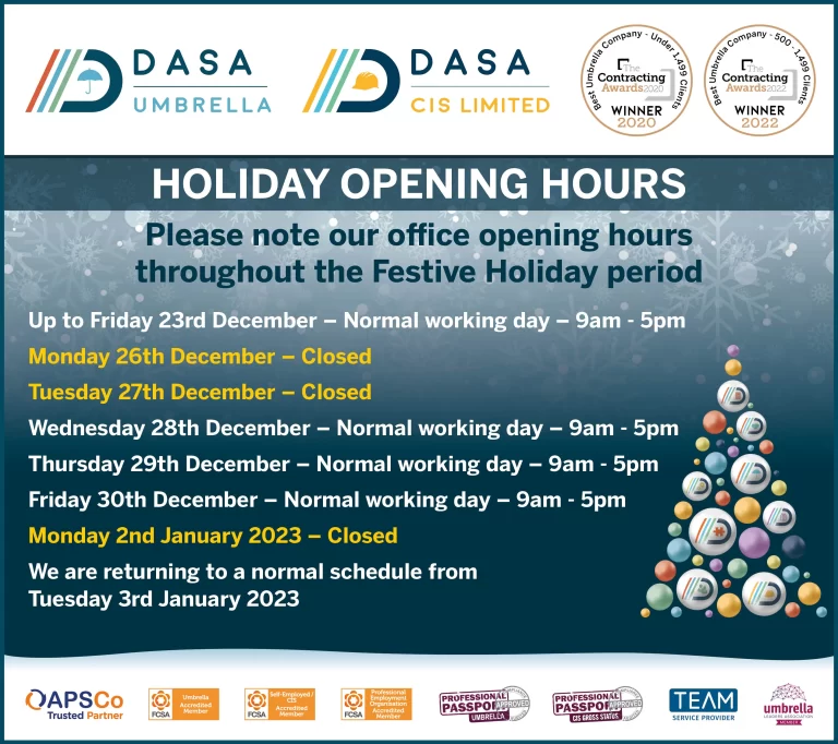 FESTIVE SEASON – OFFICE OPENING HOURS